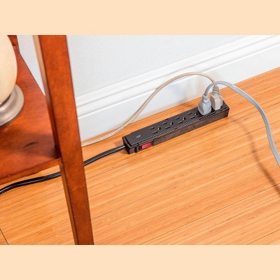 Black Heavy Duty 6 Outlet Surge Protector Power Strip