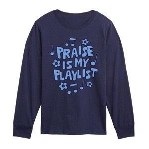 Boys' - Instant Message - Praise Is My Playlist Long Sleeve Graphic T-Shirt - 1 of 4