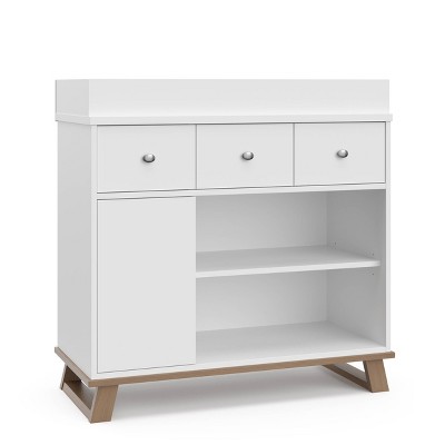 Storkcraft Modern 2 Drawer Dresser with Removable Changing Table Topper - White/Vintage Driftwood