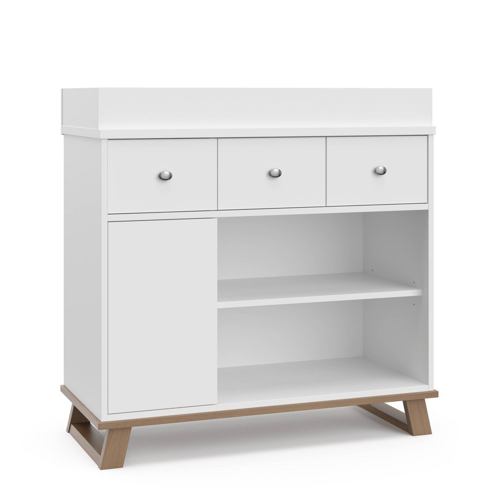 Storkcraft Modern 2 Drawer Changing Table Dresser - White/Vintage Driftwood