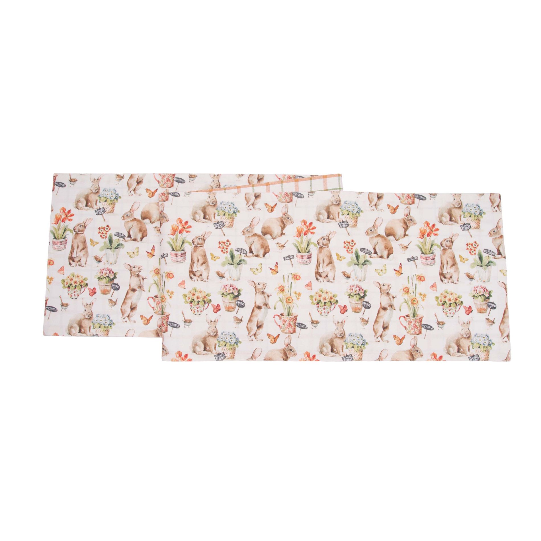 C&F Home Little Garden Easter Rabbits 100% Cotton Graphic Print Table Runner 14" x 72"