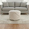 HomeRoots 18" Cream Cotton Cylinder Geometric Pouf Ottoman - 2 of 4