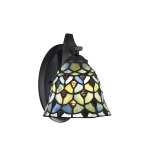 Toltec Lighting Zilo 1 - Light Sconce in  Matte Black with 7" Crescent Art Glass Shade - 1 of 1