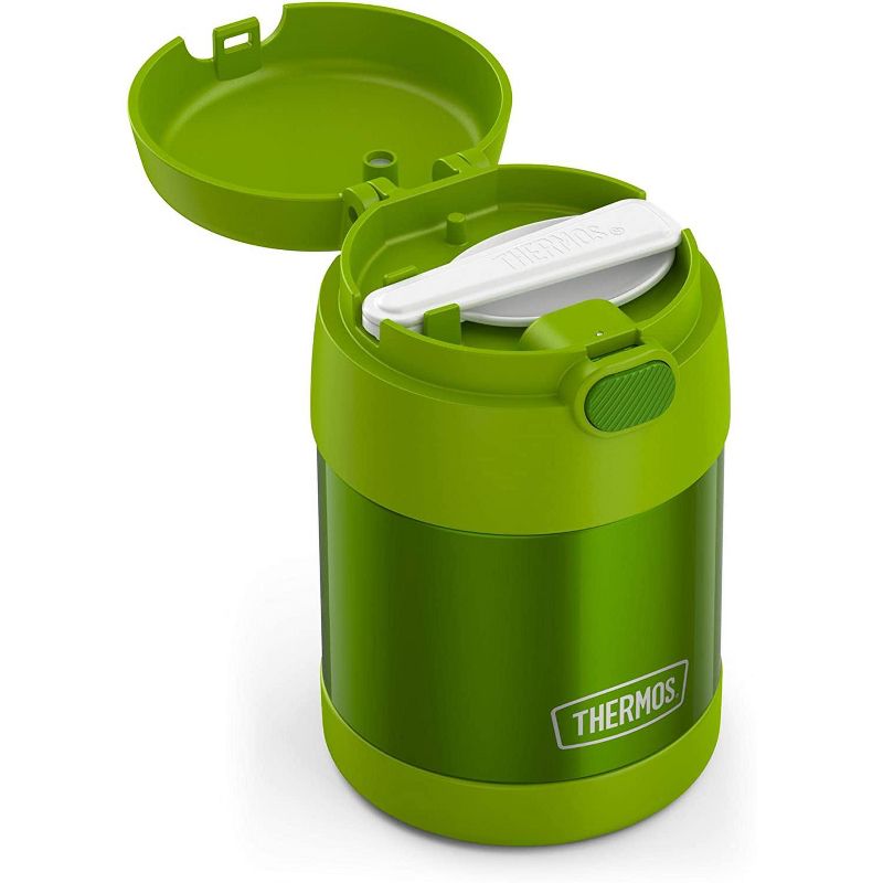 THERMOS FUNTAINER 10 Ounce Stainless Steel Vacuum Insulated Kids Food Jar with Folding Spoon, Lime, 3 of 7