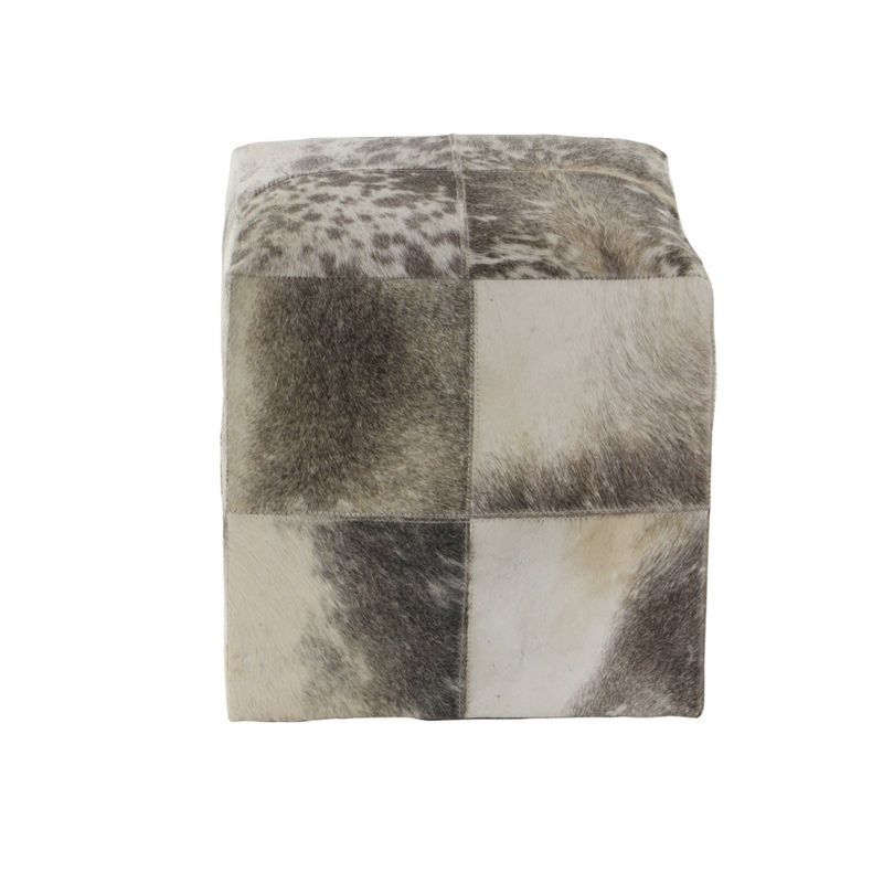 Contemporary Square Cowhide Leather Stool Ottoman - Olivia & May, 5 of 30