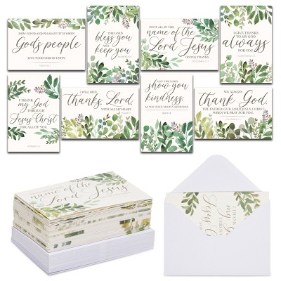 Faithful Finds 48 Pack Inspirational Religious Thank You Cards with Envelopes (4 x 6 In)