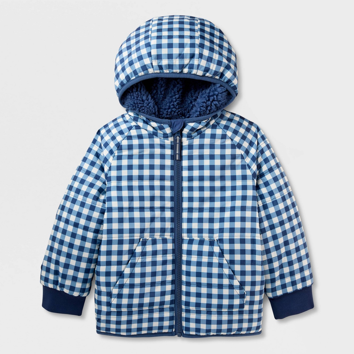 Куртка Cat & Jack Gingham Reversible Puffer Jacket для мальчиков-малышей, цвет: Синий — фото 2