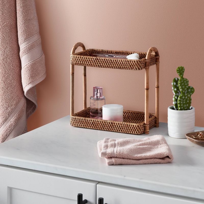 Natural Woven Tiered Vanity Bathroom Tray - Threshold&#8482;, 3 of 9