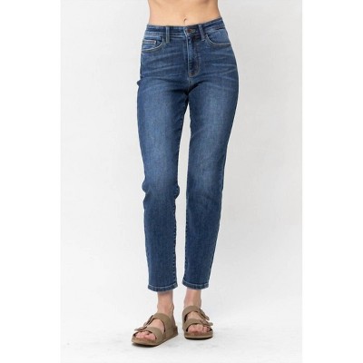 Blue Super Stretch Button Front Skinny Jeans -  Jady