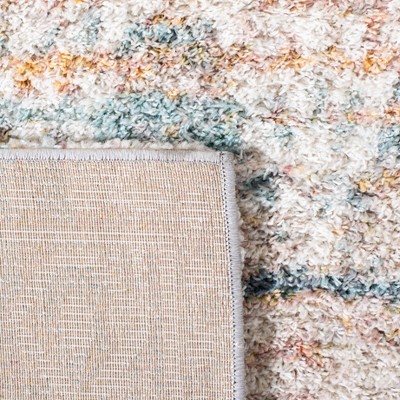 Ivory Beige Hand-Knotted Square Synthetic Area Rug