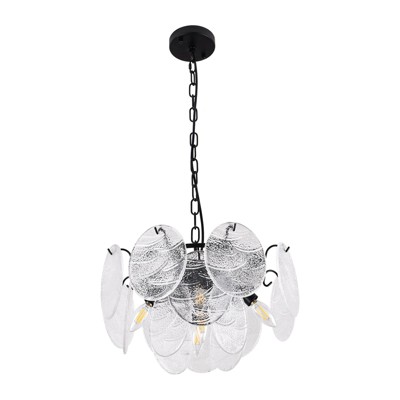PAKOKULA 5-Light Black starburst Creative Chandelier with Round Crystal shade for Kitchen Island