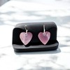 Slickblue Handcrafted Pink Heart Earrings - 1.5" Mother of Pearl Design with Sterling Silver Loops - 2 of 3