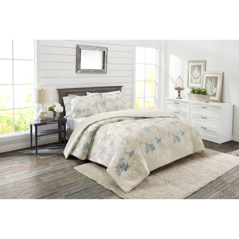 3pc Queen Floral Garden Party Reversible Comforter Set Teal - Marble Hill, 1 of 6