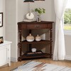 VYNXARIA 33.8in Small Triangle Corner Table,Wood Corner Side Table for Small Spaces,Living Room,3 Tier End Corner Table with Solid Wood Legs - 2 of 4