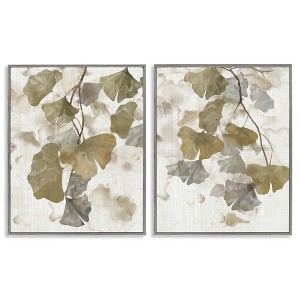 Stupell Industries Rustic Gingko Leaves 2pc Framed Giclee Art Set, Gray, 16" x 20" - 1 of 4
