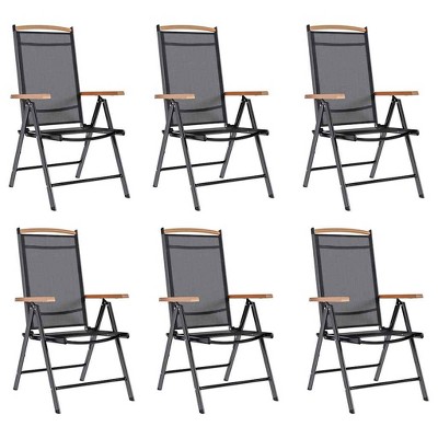 Garden Chair Set of 6 Black Plywood Standard Foldable vidaXL