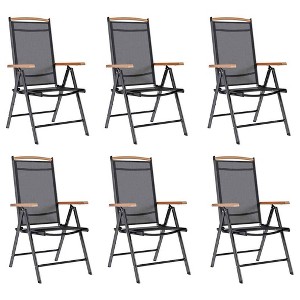 Garden Chair Set of 6 Black Plywood Standard Foldable vidaXL - 1 of 4