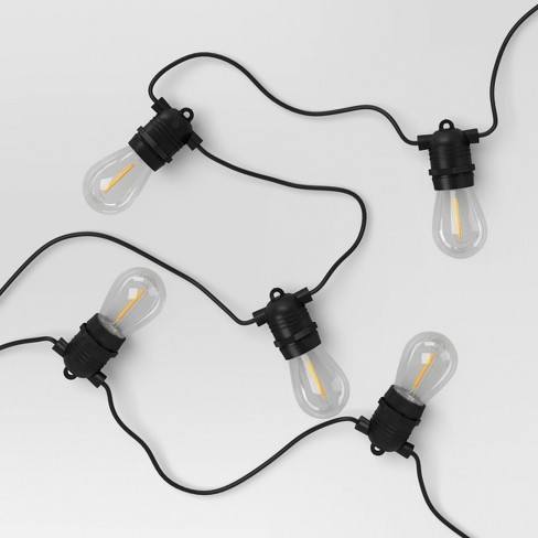 Drop Socket Solar LED String Lights with Edison Bulbs Black Wire - Smith & Hawken™ - image 1 of 4