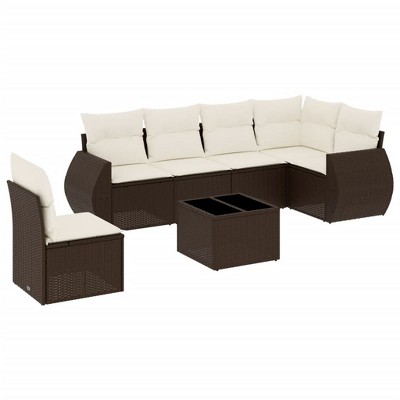 vidaXL Garden Sofa Set Brown and Cream White