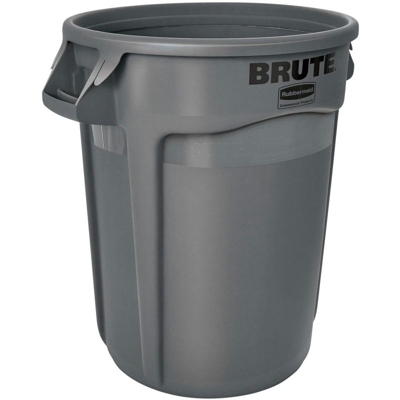 Rubbermaid Commercial BRUTE Garbage Can, Round, Plastic, 32 Gallon, Gray, 1 of 2