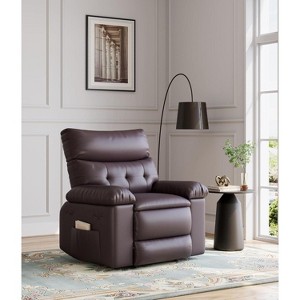 Manual Recliner Chair, 360 Degree Swivel Sofa, Pu Leather Cozy Lounge Chair with Side Pocket - 1 of 4
