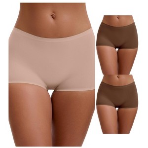 INSPIRE CHIC Women's High Waist Seamless Boyshorts Elastic Waistband Ice Silk Breathable Shorts 3 Packs - 1 of 4