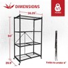 Origami R5 4 Tier Foldable Metal Storage Rack with Wheels, 1,000 Pound Capacity for Kitchen, Garage, or Garden Storage, Black, Certified Refurbished - 2 of 4