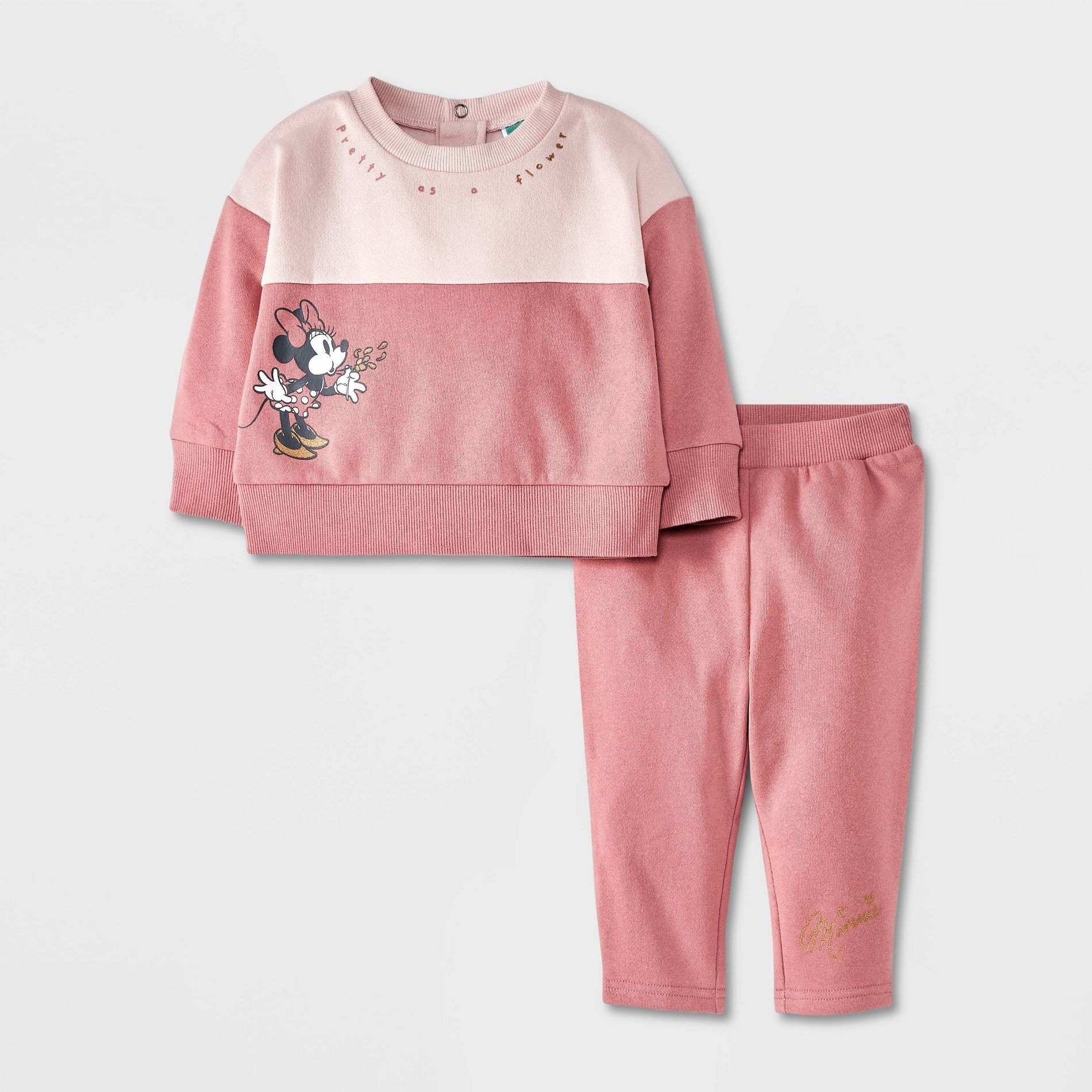Baby Girls' Disney Minnie Mouse Top and Bottom Set - Pink Newborn