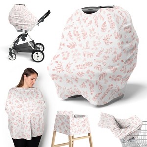 Sweet Jojo Designs Girl 5-in-1 Multi Use Baby Nursing Cover Botanical Pink and White - 1 of 4