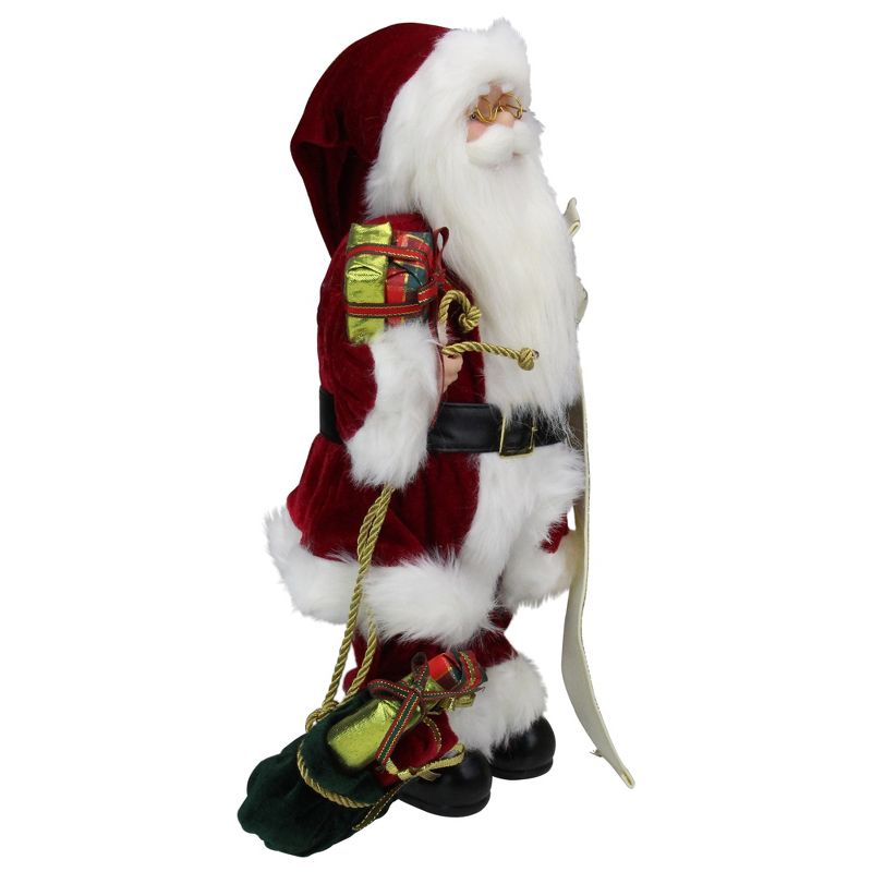 Northlight 16" Red Traditional Standing Santa Claus Christmas Figure with Naughty or Nice List, 4 of 6