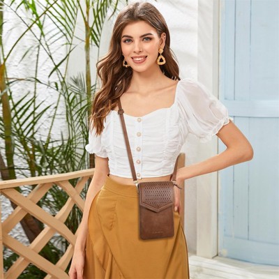 FATMOON Small Crossbody Bags for Women Cell Phone Purse Leather Triple Compartment Handbags Wallet Purses with Card Slots