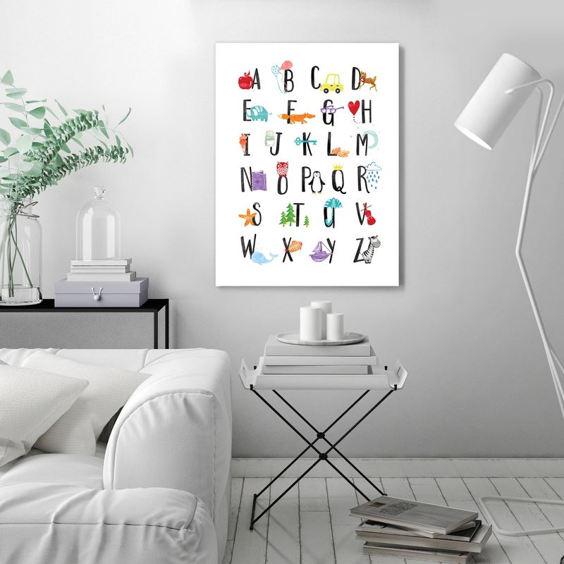 Americanflat Educational Watercolor Alphabet By Elena David Unframed Canvas Wall Art, 3 of 9