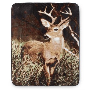 Hi Pile Shavel High Quality Luxurious & Incredibly Soft Warm Snuggly Oversized Throw Jumbo, (60"x80") - Deer Country - 1 of 1