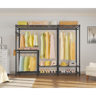 Black Metal Adjustable Large Wardrobe Closet with Shelves