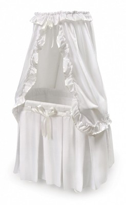 Badger Basket Majesty Baby Bassinet with Canopy - White Bedding