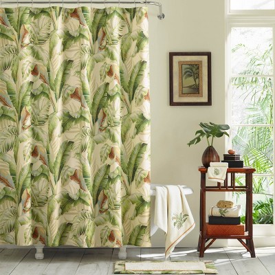 72 X72 Palmiers Shower Curtain Green, Tommy Bahama Shower Curtain Rings