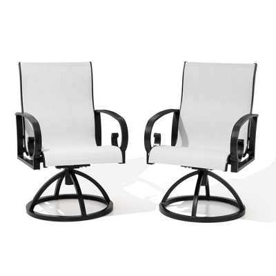 Crestlive Products 2pk Patio Chairs Swivel Outdoor Chairs Patio Dining Chairs Sunbrella Breathable Fabric All Aluminum Frame Rust-Proof