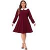 Agnes Orinda Women's Plus Size Long Sleeve Peter Pan Collar Elegant Formal Midi Flare A Line Dresses - 3 of 4