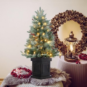 3ft Artificial Christmas Tree with 78 LED Lights, Pine Cones, Red Berries, Tabletop Holiday Decor for Home Office - 1 of 4