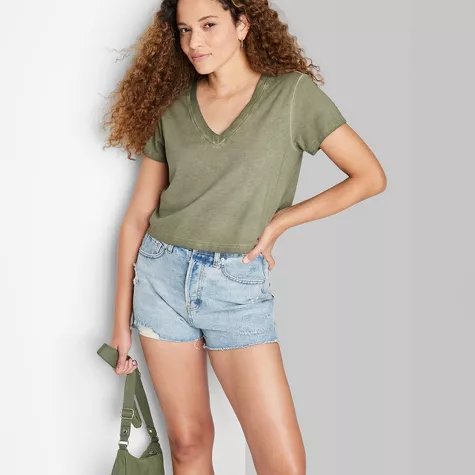Women's High-Rise Cutoff Jean Shorts - Wild Fable™, image 1 of 11 slides