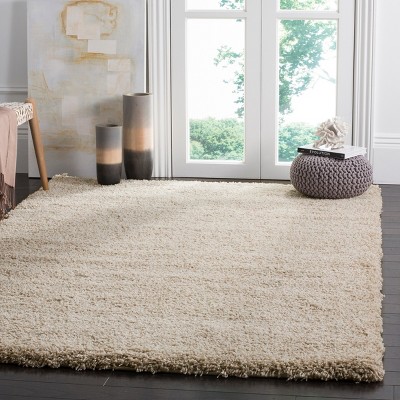 Santa Monica Beige Shag Rug, 4' x 6', Synthetic Blend
