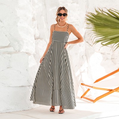 Women's Striped Spaghetti Strap Maxi Tiered Dress - Cupshe - image 4