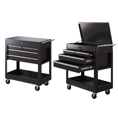 4 Drawer Rolling Tool Cart with Locking Drawers,Heavy Duty Metal Mobile Tool Storage Organizer,4 Tier Shelves