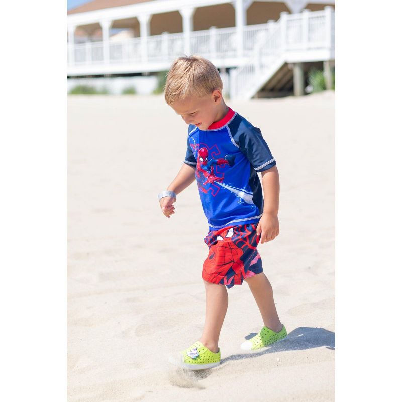 Marvel Spider-Man Pullover Rash Guard and Swim Trunks Toddler to Big Kid, 2 of 10