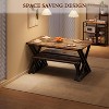 Dining Table with 2 Benches, Kitchen Table Set for 4, 3 Piece Dining Table Set for Apartment, Kitchen, Dining Room, 0.75'' Inch Cusion, Brown - 4 of 4
