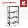 Origami 4 Tier Multipurpose Folding Storage Unit Rolling Organization Rack Bundled with Set of 4 Magnetic Wire Shelf Waterproof Liners, Black - 4 of 4