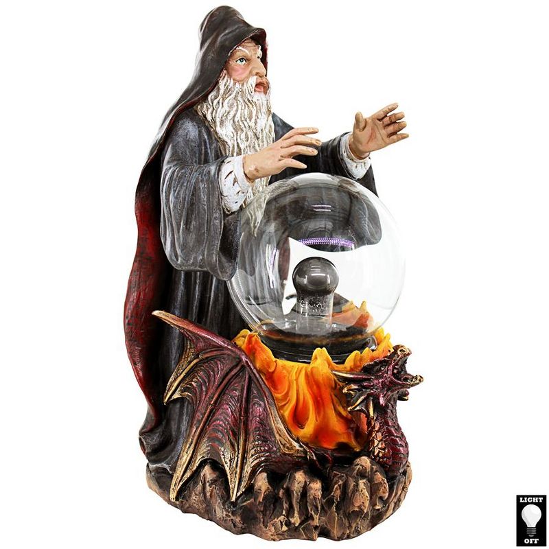 Design Toscano Wizard's Crystal Ball Illuminated Gothic Statue, 2 of 8