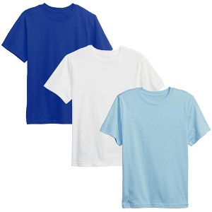 Action Thread Boy's Short Sleeve Crew Neck Premium Soft Cotton Blend T Shirt -3 Pack - 1 of 3