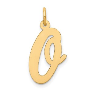 Black Bow Jewelry 14k Yellow Gold Madison Collection LG Classic Script Initial O Pendant - 1 of 4
