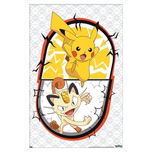Trends International Pokémon - Pikachu Meowth Battle Framed Wall Poster Prints - 1 of 4